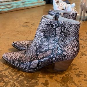 Snakeskin booties size 10